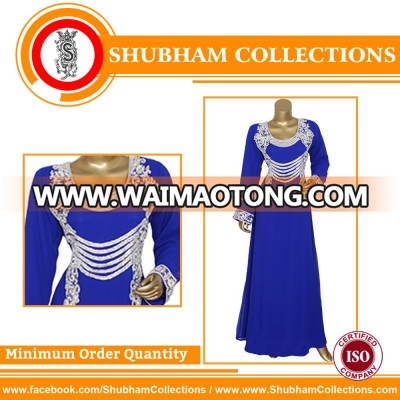 Royal Blue Heavy Beaded Full Sleeves Kaftan Caftan For Women